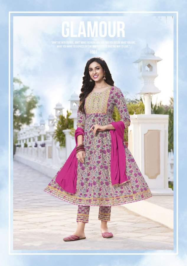 Glam Look 1 New Latest Designer Exclusive Wear Kurti Pant And Dupatta Readymade Collection